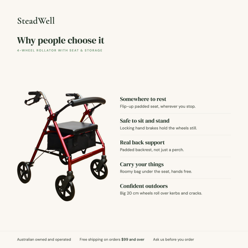Why people choose the 4-Wheel Rollator with Seat and Storage