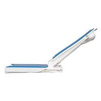 Bath lift chair lowered and reclined flat at the bottom of the bath